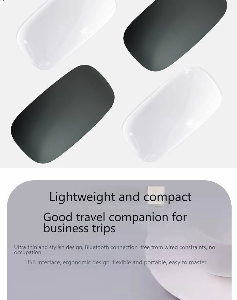 Wireless Bluetooth Mouse For MacBook IPad, Silent Touch Control, Rechargeable, Ergonomic Design, 1600DPI, Compatible With Devices_voghion.com