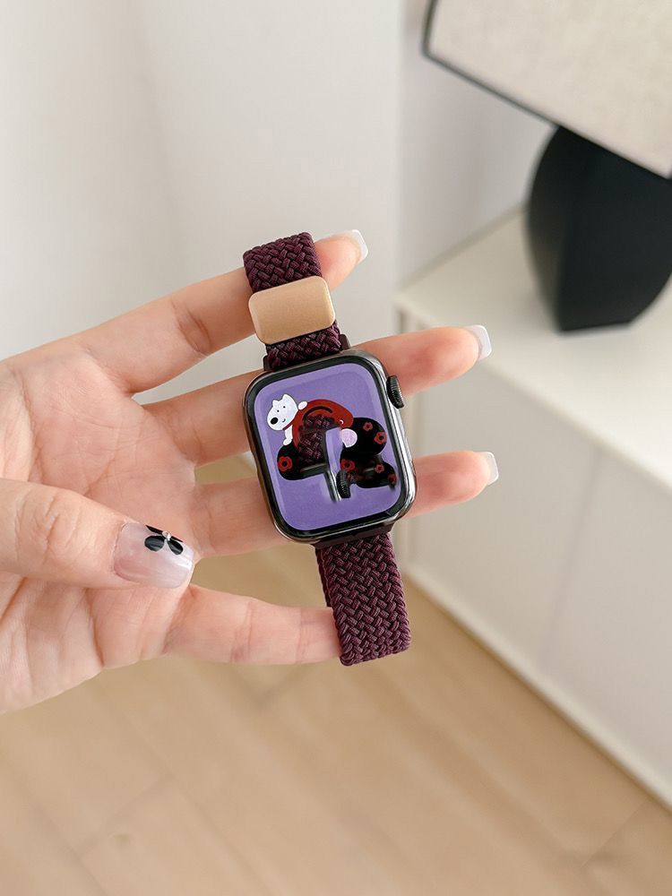 Applicabile ai cinturini per iWatch: Apple Watch 987 di decima generazione in nylon intrecciato, cinturino sportivo adesivo magnetico per Apple Watch 6_voghion.com