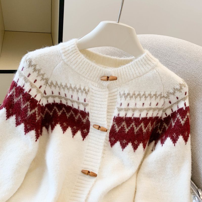 Grobstrick-Cardigan – Übergroßer, kuscheliger Pullover (Weiß/Grau/Blau) | Weicher und stylischer Damenpullover für Herbst und Winter_voghion.com