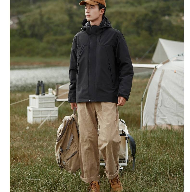 Fleecegefütterte, wind- und wasserdichte Winterjacke für Damen und Herren mit abnehmbarer Kapuze für Outdoor-Sportarten_voghion.com