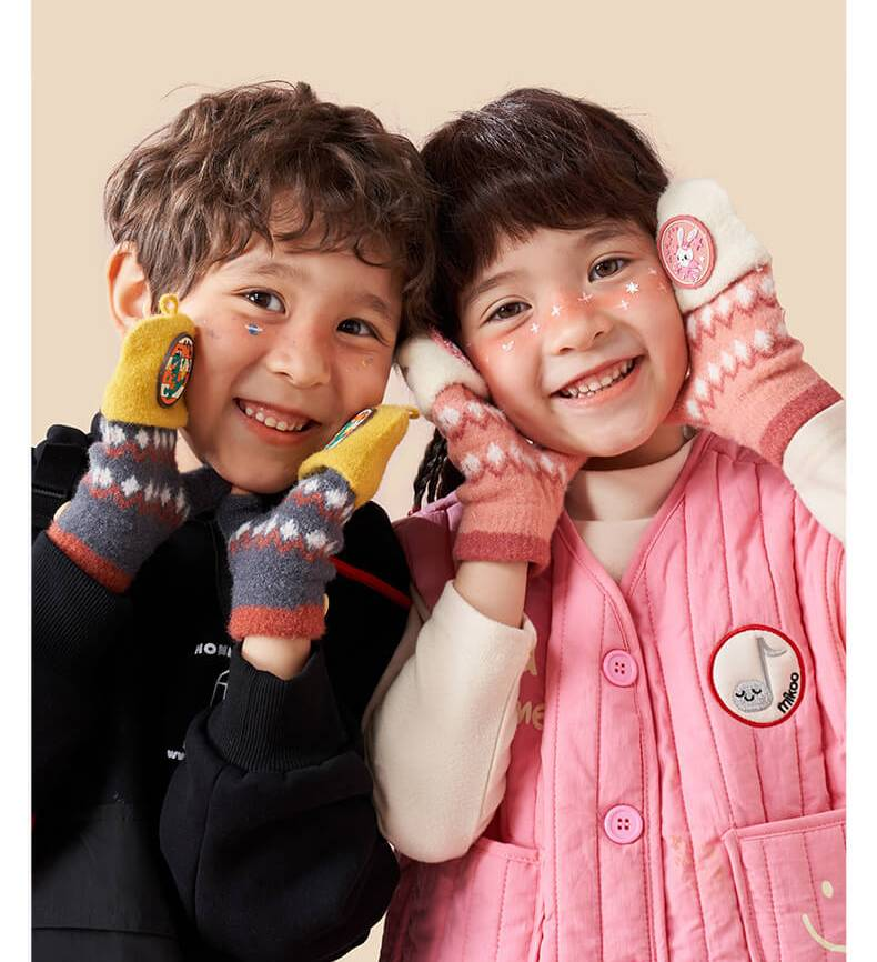 Guanti invernali per mamma e bambino, per bambini e bambine - Guanti in morbida maglia con dita e copertura ribaltabile, caldi e comodi per la scuola e i giochi all'aperto (taglia unica)_voghion.com