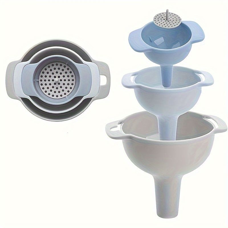 1SET 4 IN 1 Multifunctional Funnel Set Kitchen Oil Leakage Liquid Dispensing Filter_voghion.com
