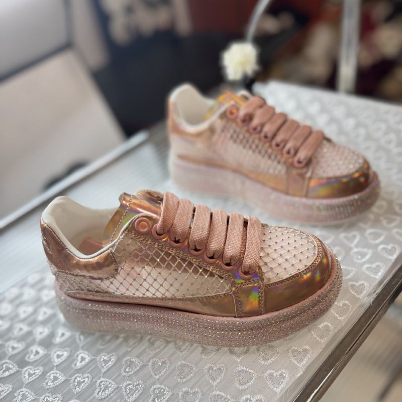 Sneakers con strass - Tomaia in mesh traspirante e glitter, comode scarpe basse con punta tonda per abbigliamento casual, scarpe da passeggio leggere estive_voghion.com