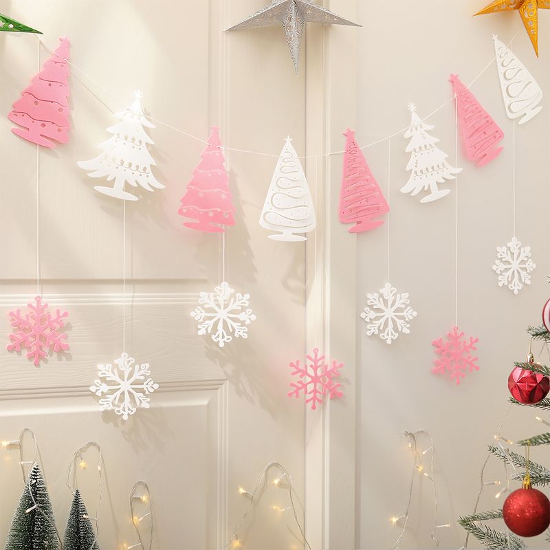 Christmas Party Background Banner Cartoon Cute Snowflake Decoration Set Up Garland 1 Set 1 Piece_voghion.com