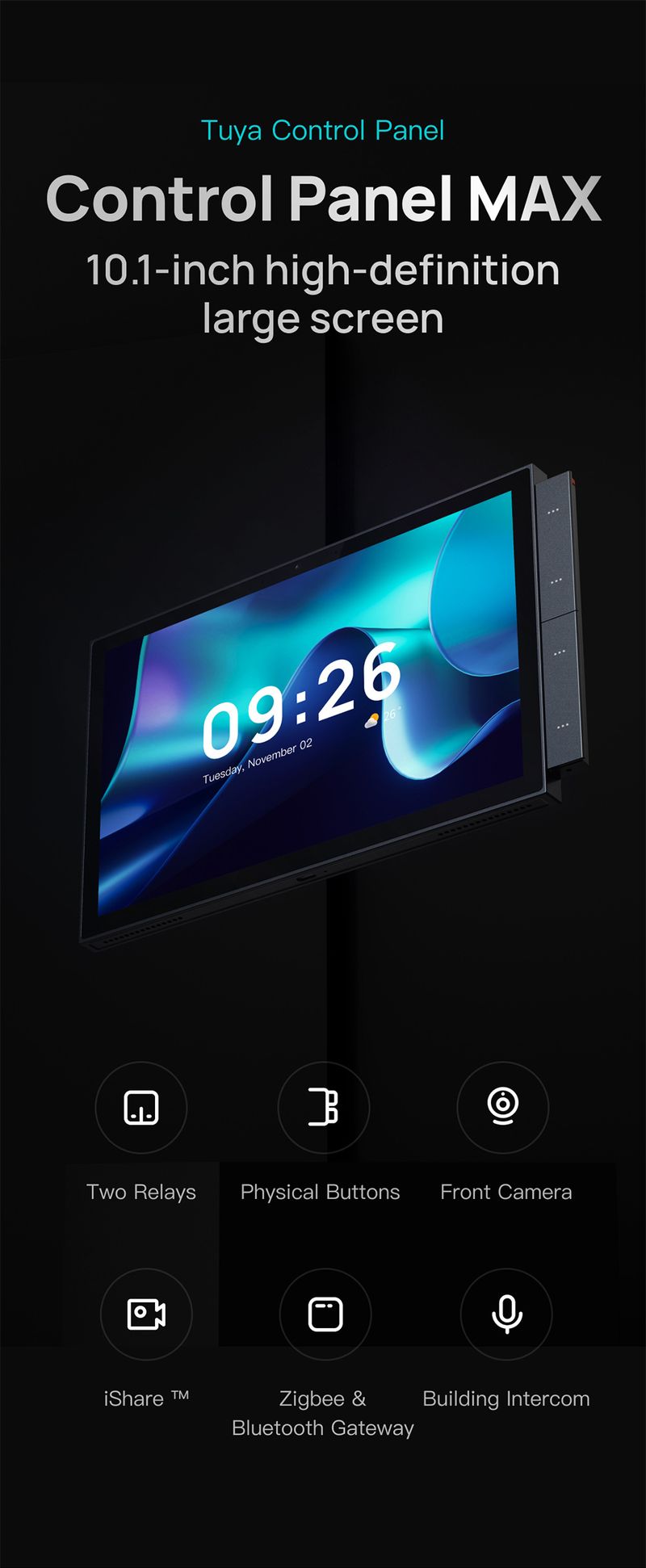 10 İnç Çok Fonksiyonlu Merkezi Kontrol Ekranı Zigbee Gateway Wi Fi Mesh'i Destekler Android Sistemi Çoklu Dilleri Destekler_voghion.com