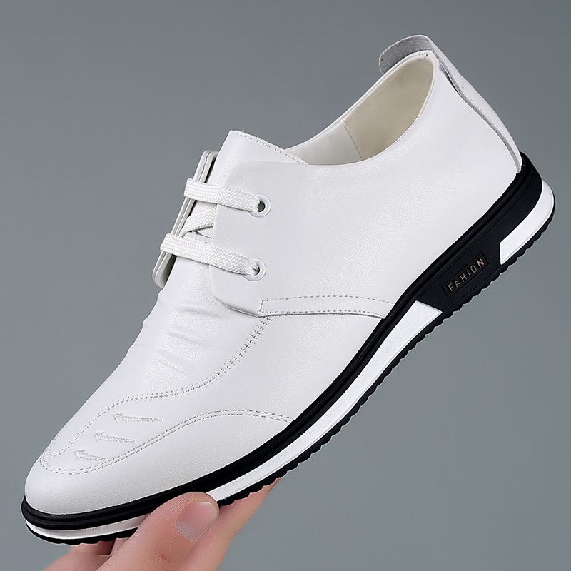 Mocassini da uomo in pelle bovina, stile britannico, adatti a tutte le stagioni, estivi, 2024, con suola morbida, stile business casual, stringati, bianchi_voghion.com