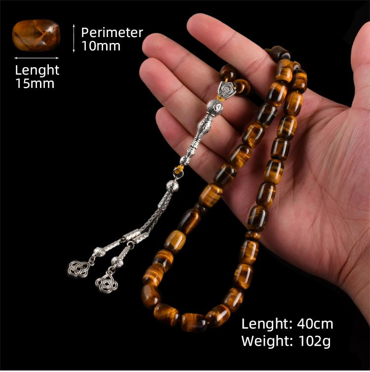 Natuurlijke oog cilindrische 10 * 14 mm moslim rozenkrans armband hand touw ornamenten DIY kwast kralen hand ketting_voghion.com