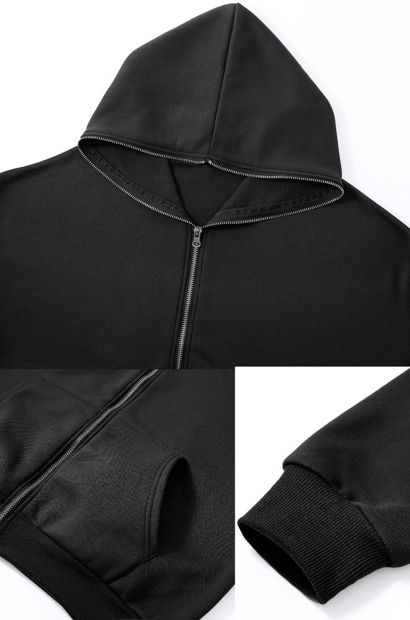 Felpa rossa da uomo e da donna, stile americano, con cappuccio e cerniera, giacca casual ampia_voghion.com