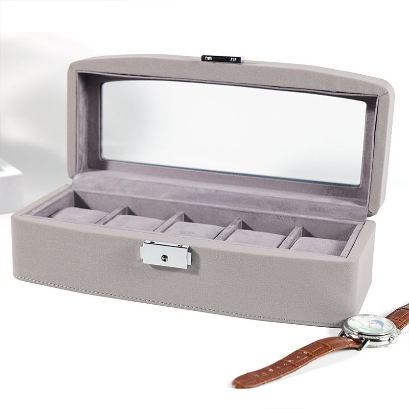 High Grade Flannel Multi Position Watch Box PU Leather Watch Box Storage Box 5 Position Watch Box Jewelry Box_voghion.com