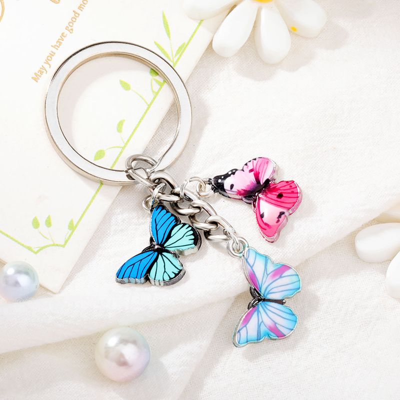 Crystal Colorful Enamel Butterfly Keychain Pendant Accessory Key Ring Fashion Simple_voghion.com