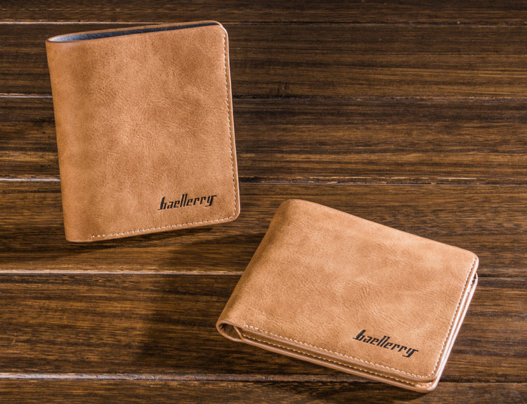 Men's wallet short student retro frosted two fold vertical new wallet_voghion.com