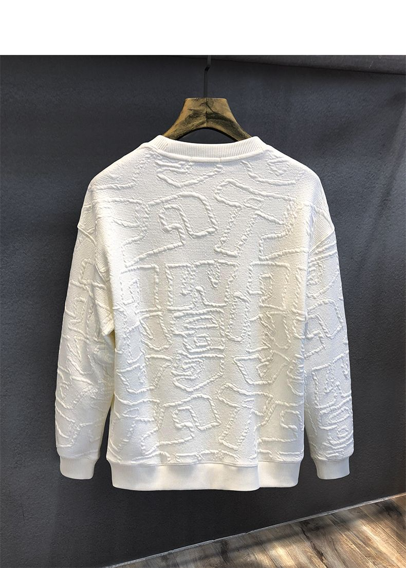 Herrenbekleidung Textur Jacquard Schweres Rundhals-Sweatshirt, Neuer Stil Im Frühling Und Herbst, Modisches, Vielseitiges Langarm-Unterhemd_voghion.com