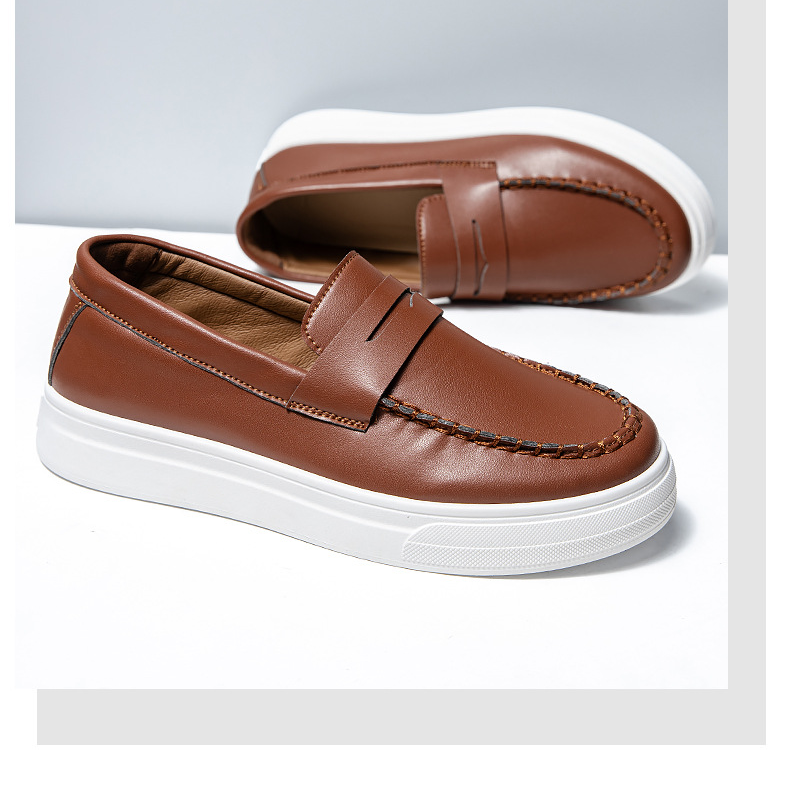 Bean shoes Men's shoes Loafers Fashion casual leather shoes Youth fashion shoes_voghion.com