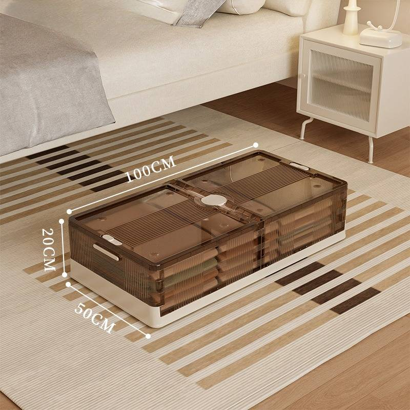 Extra große Unterbett-Aufbewahrungsbox mit Rädern, durchsichtiger, faltbarer Organizer aus Kunststoff für Kleidung, Spielzeug, Decken, staubdichter Rollbehälter_voghion.com
