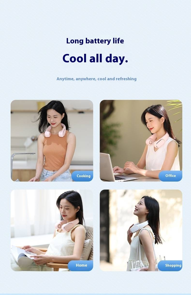 Neck Fan - Bladeless Design With USB Charging & Digital Display (Ultra-Quiet & Lightweight For Outdoor Use)_voghion.com