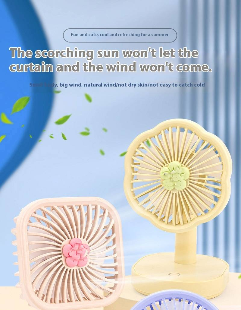 Mini Desk Fan With Night Light - USB Rechargeable, 3-Speed, Handheld & Desktop Dual Use For Dorm, Office, Travel_voghion.com