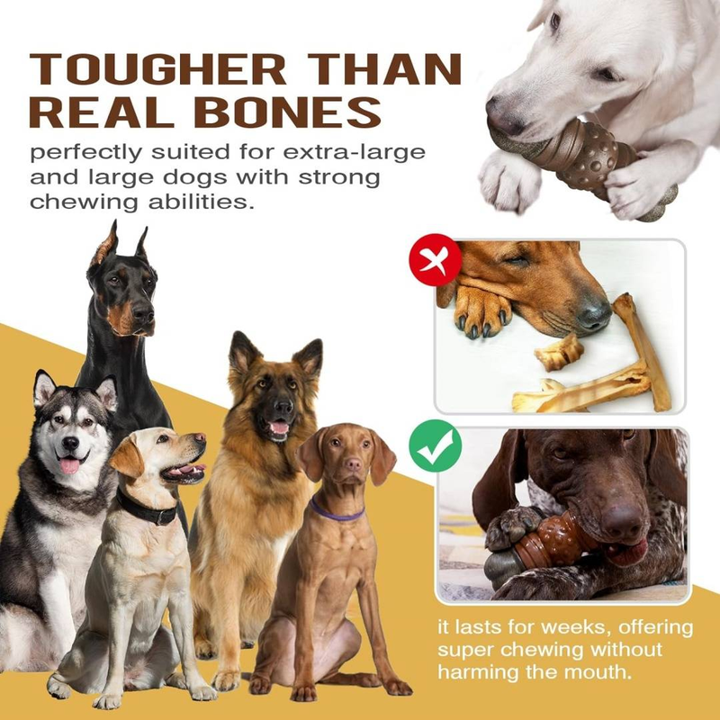 Dog Chew Toys For Large Aggressive Chewers,Cleaning Teeth,consumable Bone Squeak Toy,Coffee Wood Dog Toy,Relieving Boredom,Interacting For Large Dogs_voghion.com