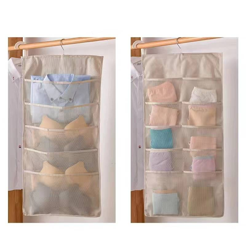 Space-Saving Hanging Storage Organizer For Underwear, Socks, And Small Items - Multi-Pocket Wall Mounted Cloth Bag For Bedroom, Dorm, And Travel_voghion.com