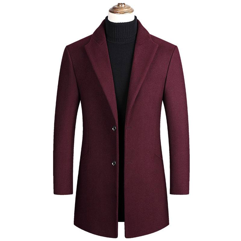 Cappotto invernale da uomo in misto lana con fodera in cotone, trench lungo casual da lavoro per uomini di mezza età e giovani, giacca formale con collo alto_voghion.com