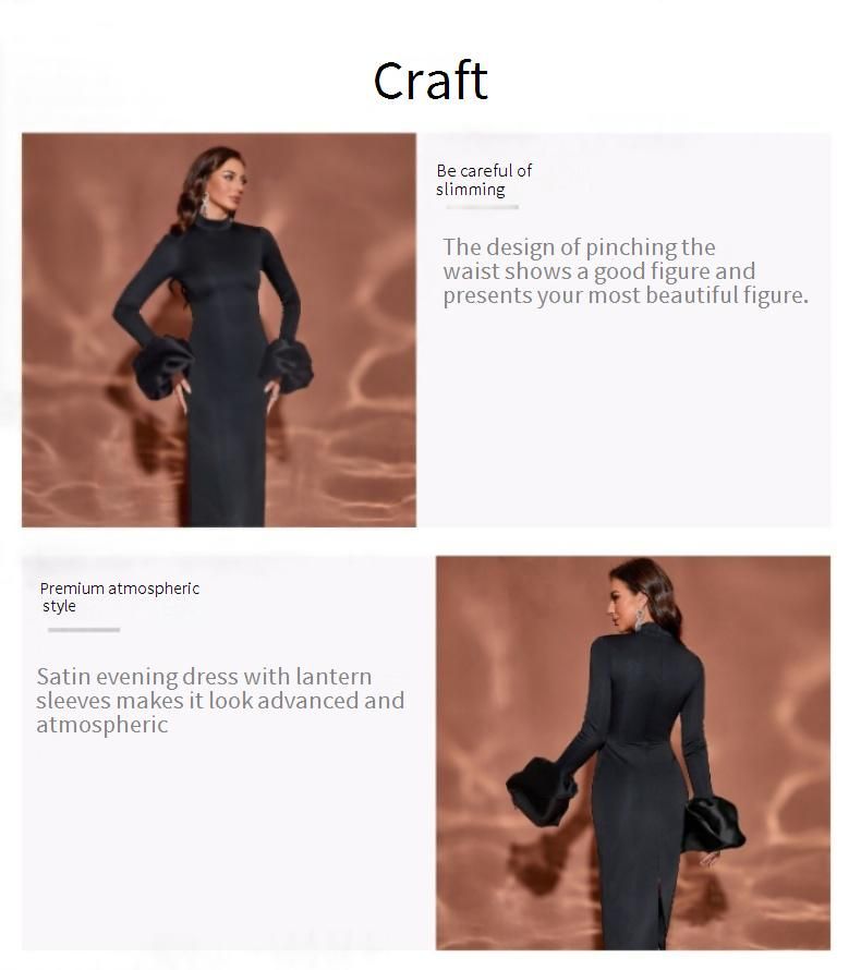 Elegantes, langärmeliges Partykleid mit Stehkragen – Figurbetontes Abendkleid für Damen (Schwarz/Marineblau/Dunkelgrün/Rosérot, Größen S-XL, Sonderfarben erhältlich)_voghion.com