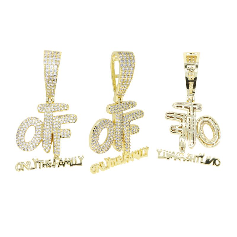 Men's Jewelry Hip Hop Letter Pendant OTF CZ Stone Gold Silver Chain Necklace Trendy Urban Streetwear Accessory Jewelry_voghion.com