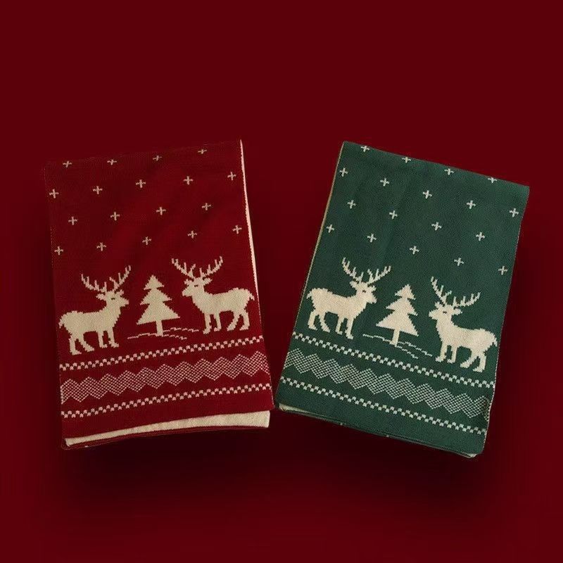 Regalo di Natale Cervo Unisex Inverno Coppia Stile Versatile Sciarpa Tricolore Studente Caldo All'ingrosso Spedizione Gratuita_voghion.com