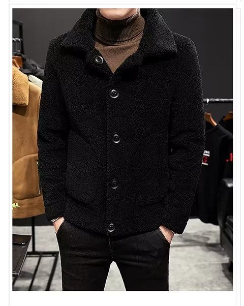 Herrenbekleidung Pelzmantel aus genarbtem Samt für Herren im Herbst und Winter im neuen Stil sowie verdickter, doppelseitiger Wintermantel mit Samtbezug_voghion.com
