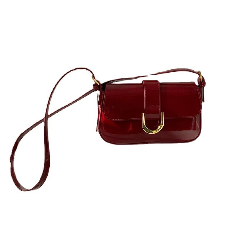 Borsa di alta qualità per donna in bordeaux con morsetto, borsa alla moda, borsa a tracolla sottobraccio, borsa a tracolla_voghion.com