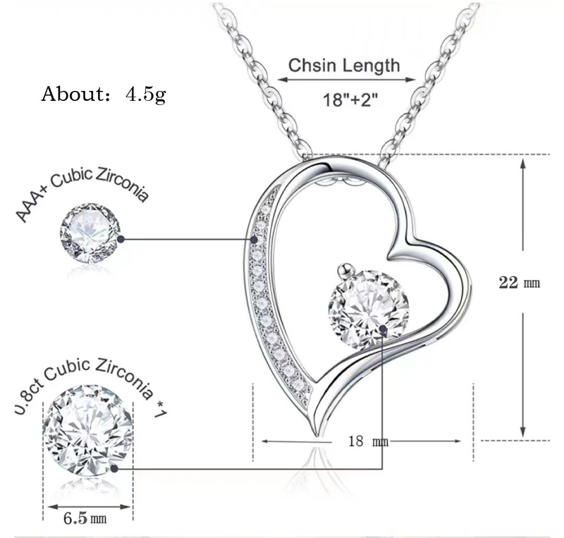 Collana a forma di cuore con ciondolo a forma di cuore in diamanti, in acciaio inossidabile, con catena a forma di cuore, per donna_voghion.com
