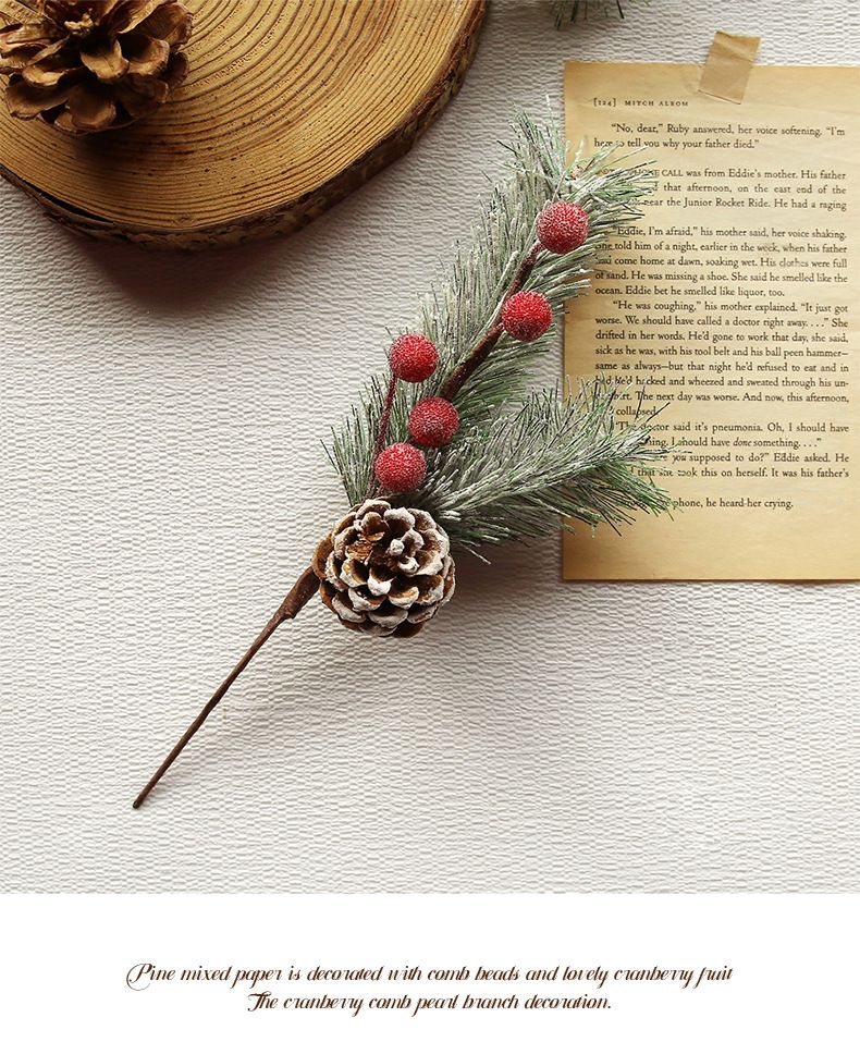 Realistic Red Berry Pine Sprigs For Christmas Decor – Artificial Winter Greenery Stems For DIY Wreaths, Centerpieces & Holiday Arrangements_voghion.com