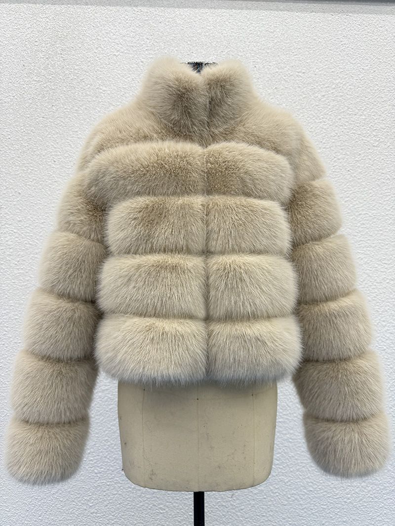 Plus Size Faux Fur Coat Women's Winter Fashion Jacket – Eco-Friendly Fox Fur Stand Collar, Long Sleeve, Casual Outerwear (S-XXXXL, Multiple Colors)_voghion.com
