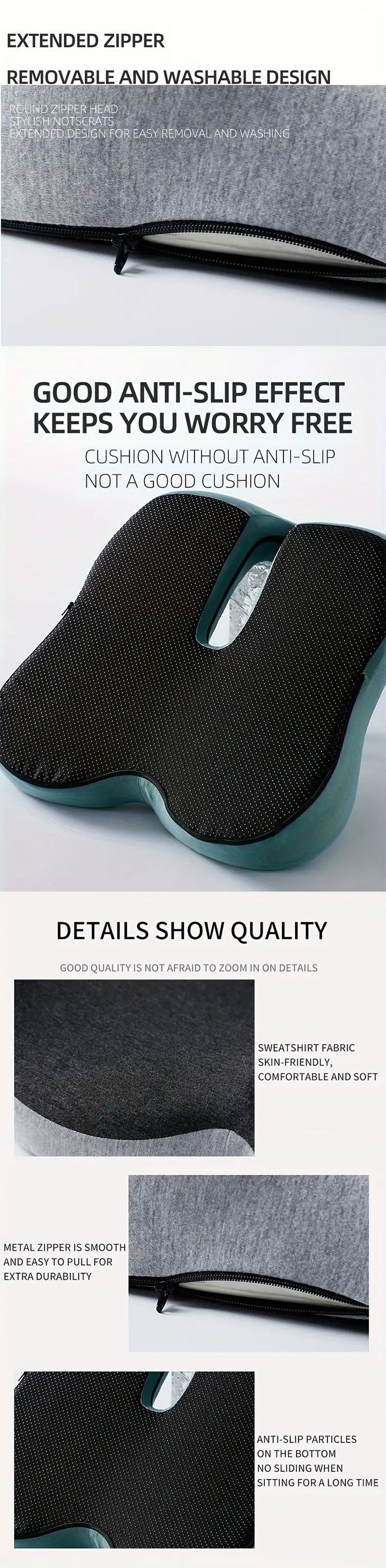 1PCS Non-Slip Memory Foam Pillows Cushion For Tailbone Sciaticaback Pain Relief Comfort Chair Car Seat Waist Pads_voghion.com