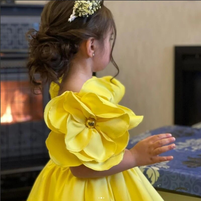 1 2 3 4 5 6 jaar Baby Meisjes Jurk Zomer Dubbele Schouder Bloemen Goud Jacquard Prinses Jurk Verjaardagsfeestje geschenken Kinderkleding_voghion.com