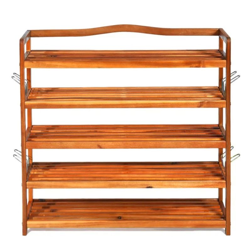 5-Tier Wood Large Shoe Rack Holds Up 12-18 Pairs_voghion.com