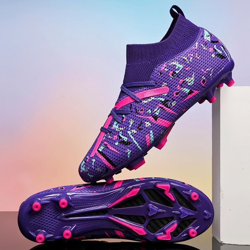 Scarpe da calcio alte da uomo e da donna, con tacchetti lunghi e rotti, da allenamento su erba, mimetiche, modello AG, 2024_voghion.com