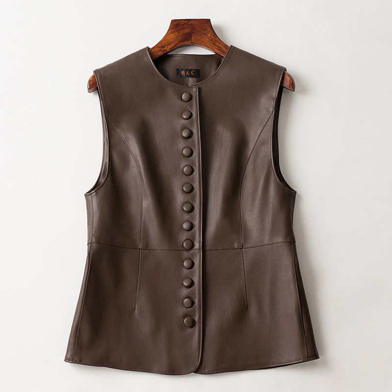 Veste courte et slim en cuir pour femme, style coréen Haining, nouvelle collection printemps-automne 2025, grande taille_voghion.com
