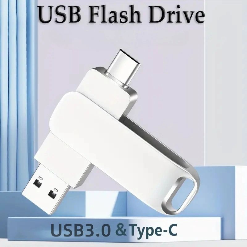 USB 3.0 Flash Drive With Type-C High-speed Data Transfer For Android, PC, Mac - Stylish Silver Design - Perfect Gift For Tech Enthusiasts_voghion.com