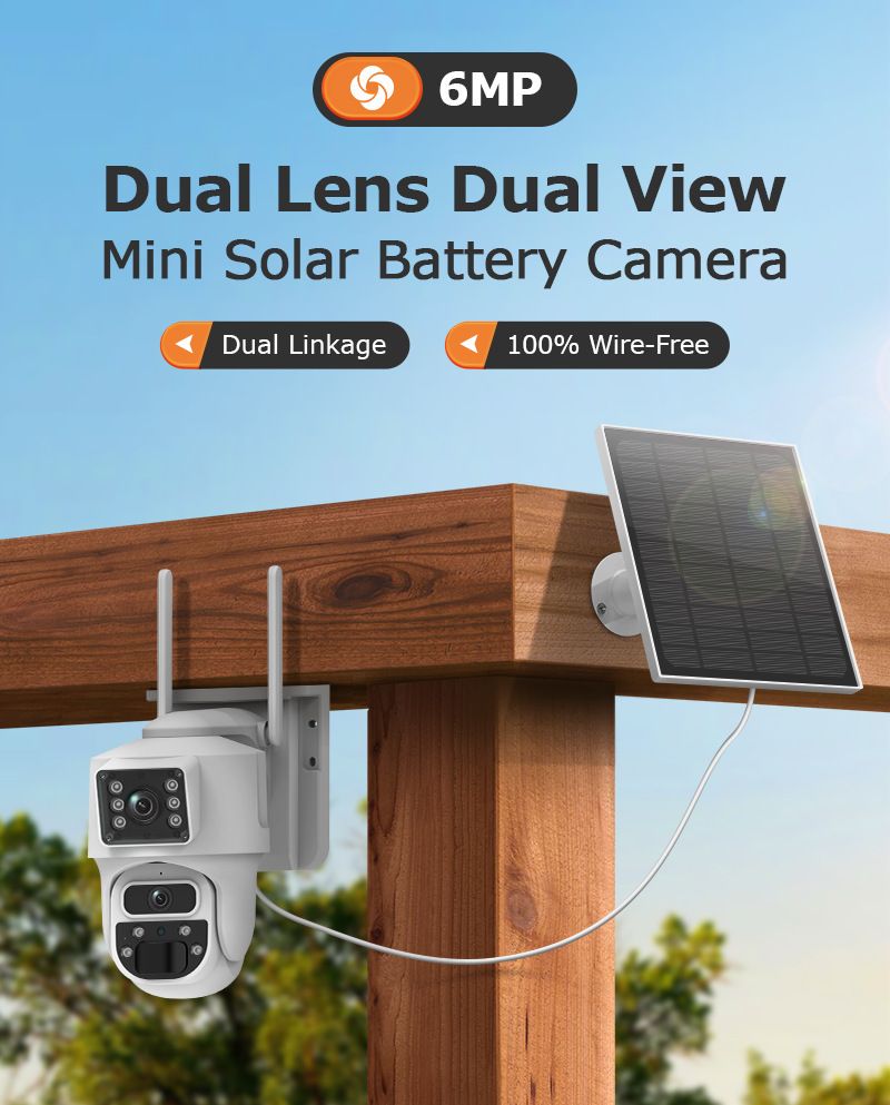 4G Zonnecamera 6MP HD Full Color Buitenbewaking Lens Dubbel Scherm Wifi Zonnecamera_voghion.com