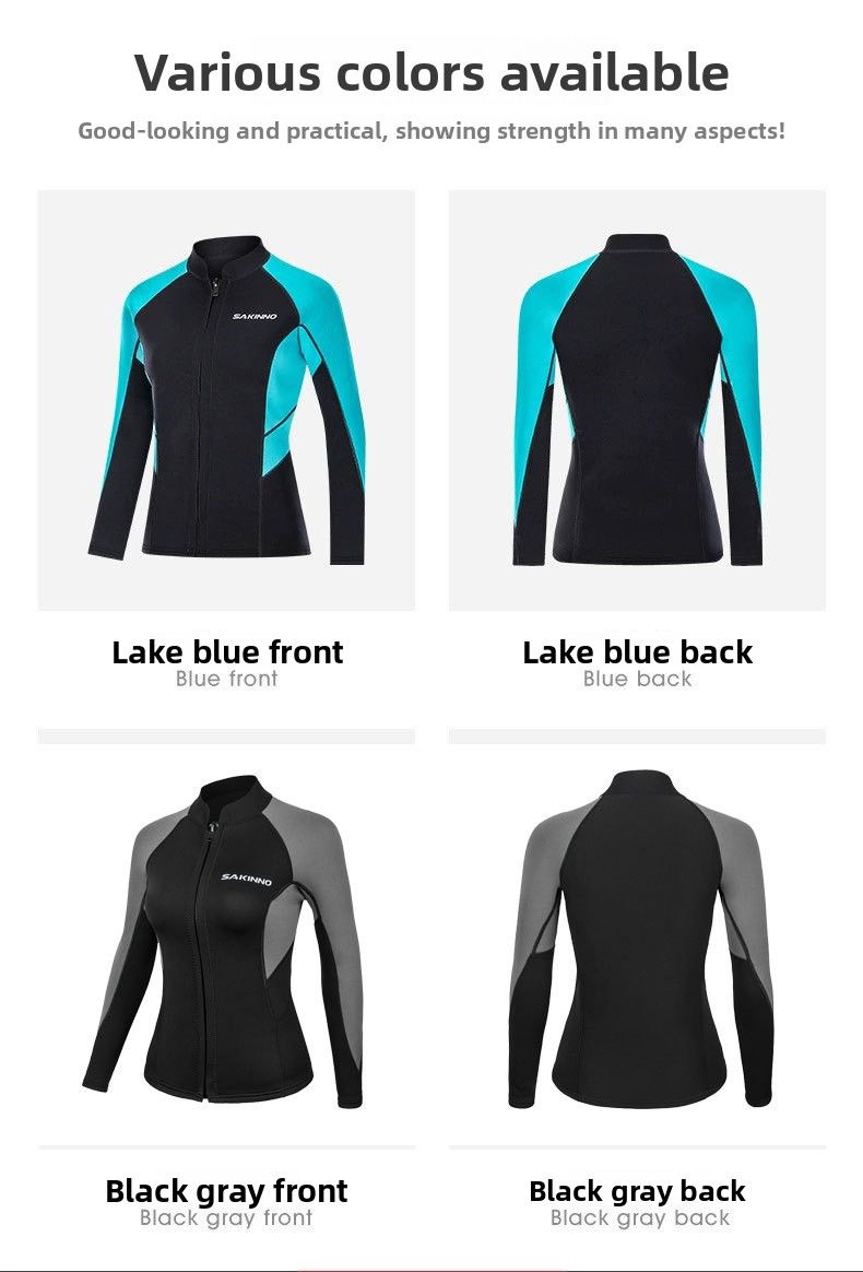 2mm Top Damen, Warm Und Kältebeständig, Sonnenbeständig Zweiteiliger Langarm-Tauchanzug Zum Schwimmen, Surfen, Schnelltrocknendes Schnorcheln_voghion.com