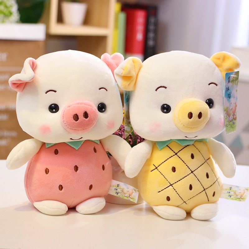 Pineapple Pig Strawberry Fruit Plush Toy Pig Doll Animal Stuffed Cushion_voghion.com