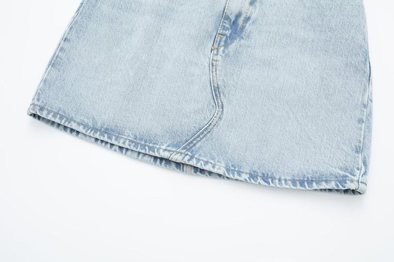 Summer New Women's Clothing Sleeveless V Neck Denim Vest High Waist Mini Skirt_voghion.com