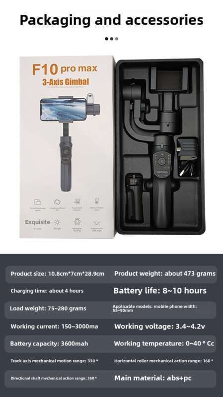 F10 PRO MAX Telefon ręczny Trójosiowy stabilizator Gimbal Anti Shake AI Śledzenie Internet Celebrity Live Vlog Artefakt_voghion.com