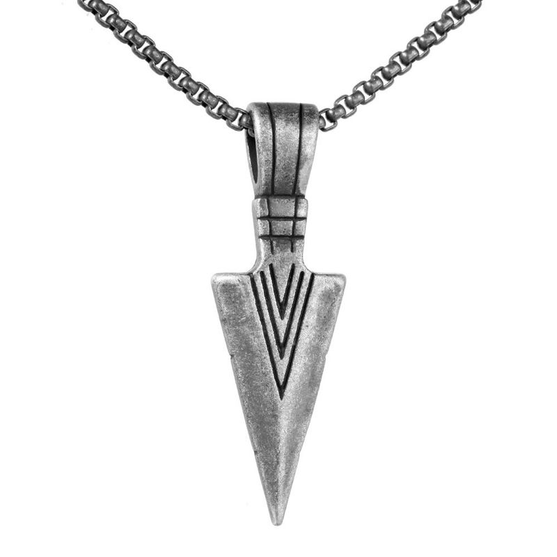 Gioielli da uomo in acciaio al titanio, ciondolo a forma di freccia in acciaio al titanio, collana retrò in acciaio inossidabile_voghion.com
