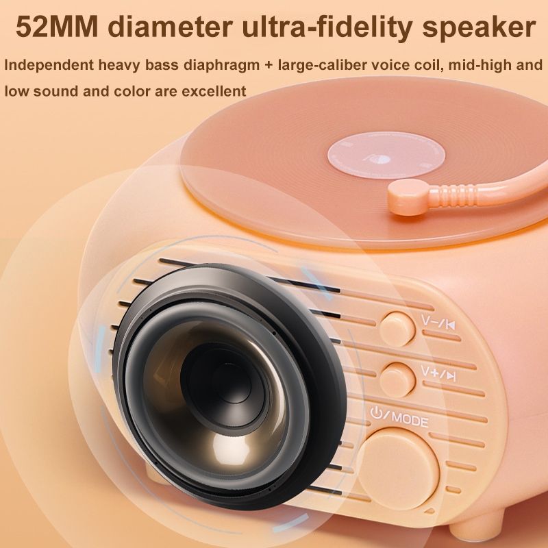Retro Mini Platespiller Trådløs Bluetooth Høyttaler Multifunksjonell Kort Skrivebordshøyttaler (Grønn Svart_voghion.com