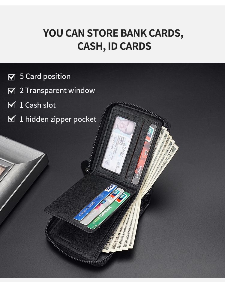 Men's Wallet Card Cases Wallet Men's Short Style Men's Retro Multi-function Anti-theft Swipe Clip Zipper Change_voghion.com