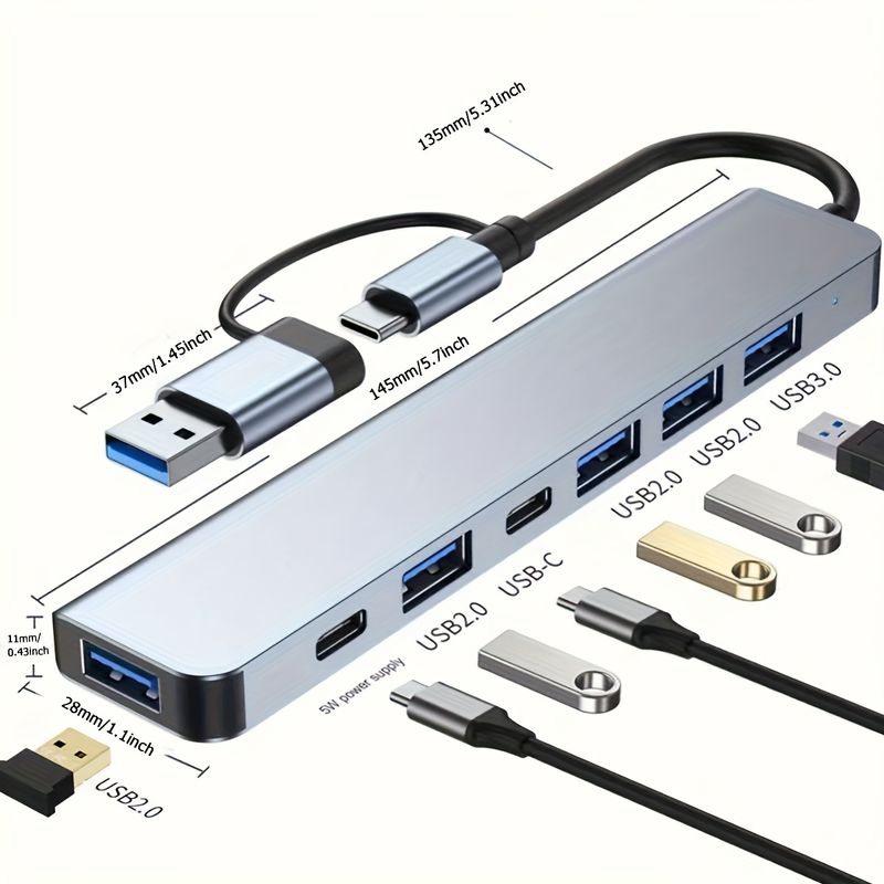 Višenamjenski USB 3.0 adapter za prijenos podataka velike brzine s višestrukim proširenjem Type-C i USB-A priključaka za tablete,_voghion.com