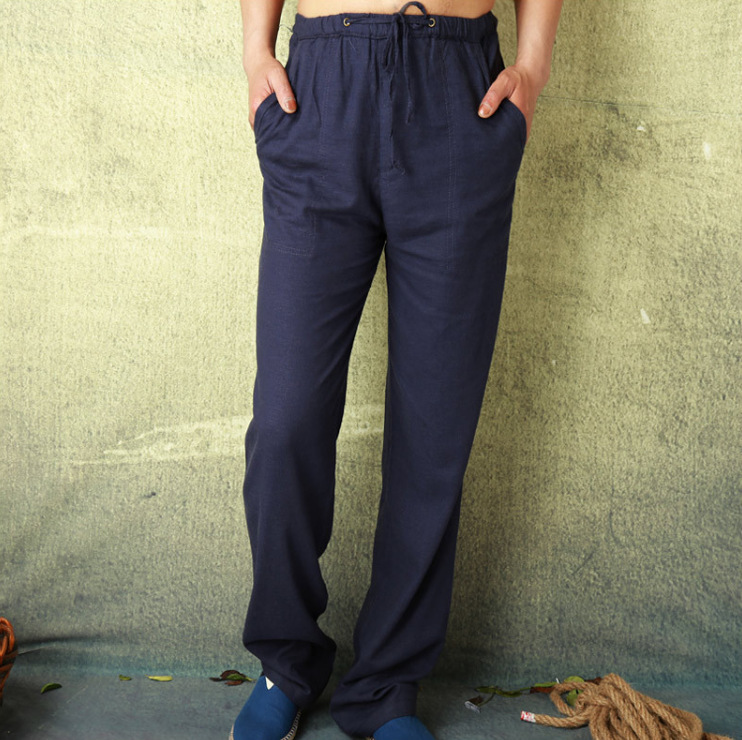 Lockere, leichte, lässige Leinenhose für Herren, lässige Heimhose, bequeme Hose_voghion.com