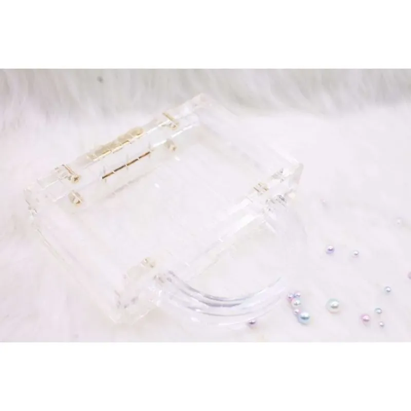 Nuova pochette da sera rettangolare semplice in acrilico trasparente e alla moda per le donne_voghion.com
