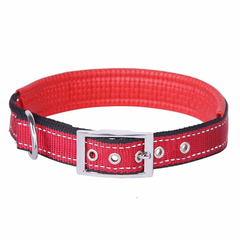 Collare per cani regolabile in schiuma con fibbia in ferro classica e fodera in morbida pelle per animali domestici_voghion.com