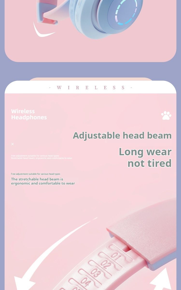 Nuovo B39 PRO Cat Ear Glow Game Wireless Gradient Color Headworn Auricolari Bluetooth Auricolari da gioco_voghion.com